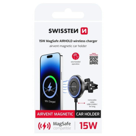 Тримач для авто Swissten 15W MagSafe AIRHOLD wireless charger