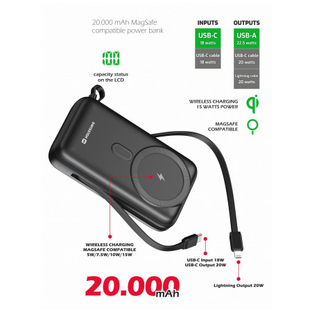Павербанк бездротовий Swissten POWER BANK 20000 mAh PD 20W
