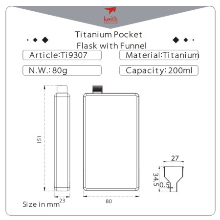 Placatka Keith Titanium Jug 200 ml