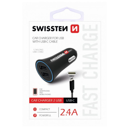 Автомобільний адаптер Swissten Car Charger + USB-C Cable