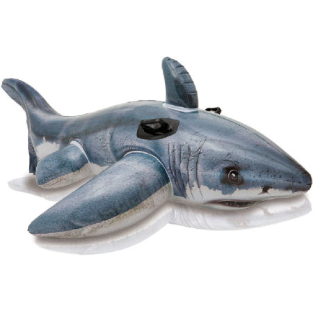 Надувна акула Intex White Shark RideOn 57525NP сірий