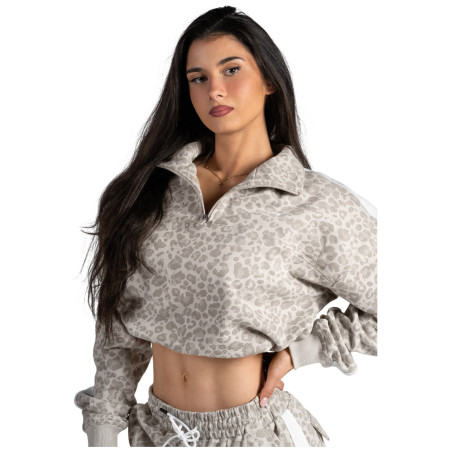 Жіноча толстовка Nebbia Half-Zip Leopard Sweatshirt Primal бежевий CREAM LEOPARD