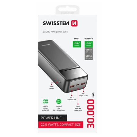 Повербанк Swissten Power Line II 30000 mAh