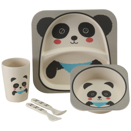 Дитячий набір посуду Vango Bamboo Panda Kids Set білий/сірий BambooPanda