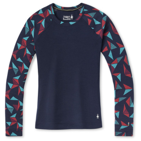 Жіноча функціональна футболка Smartwool W Merino 250 Baselayer Pattern Crew Bxd синій/червоний