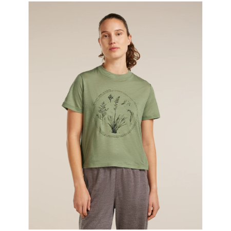 Жіноча футболка Icebreaker Merino 150 Tech Lite SS Crop Tee Seed Story зелений LICHEN
