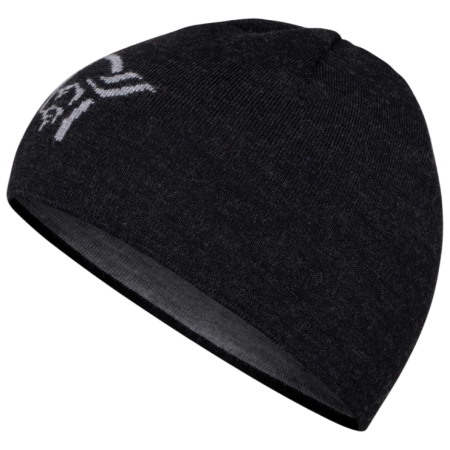 Шапка Norrona 29 light merinoUll logo Beanie чорний Caviar Melange