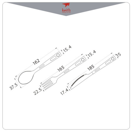 Příbor Keith Titanium 3-Piece Titanium Cutlery Set