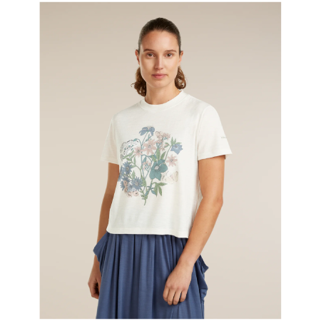 Жіноча футболка Icebreaker Merino 150 Tech Lite SS Crop Tee NZ Flora білий ECRU HTHR