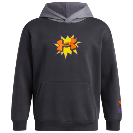 Дитяча толстовка Under Armour UA B Rival FLC Graphics Hd Anthracite сірий Anthracite / Titan Gray / Outrageous Orange