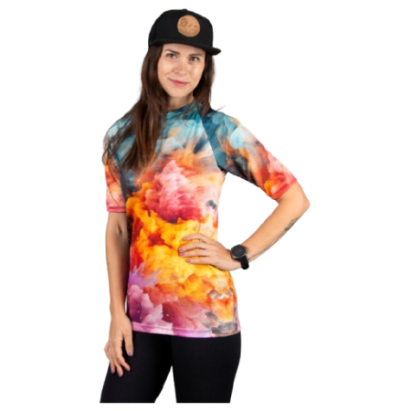 Жіноча функціональна футболка Drexiss All Explosion Pastel Coolmax синій/помаранчевий