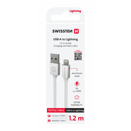 Кабель для зарядки і передачі даних Swissten Textile USB / Lightning 1,2 m