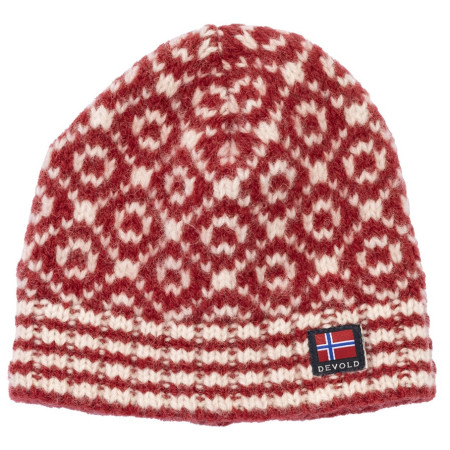 Зимова шапка Devold Svalbard Wool Beanie червоний/білий HINDBERRY/OFFWHITE