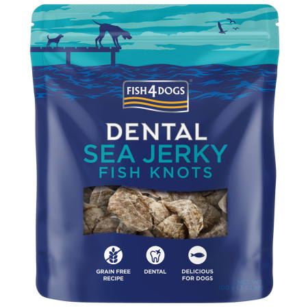 Ласощі для собак Fish4Dogs Dental Sea Jerky Fish Knots 100g