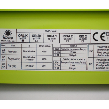 Кемпінговий пальник Meva Пальник Orlík типу 2317