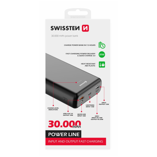 Повербанк Swissten Power Line 30000 mAh
