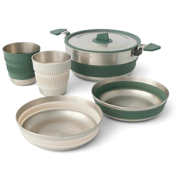 Набір посуду Sea to Summit Detour Stainless Steel One Pot Cook Set 5 Piece срібний/зелений