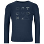 Чоловіча футболка Ortovox 185 Merino Brand Outline Ls M синій deep ocean