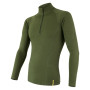 Pánské triko Sensor DF Merino Wool dl.r. zip zelená safari